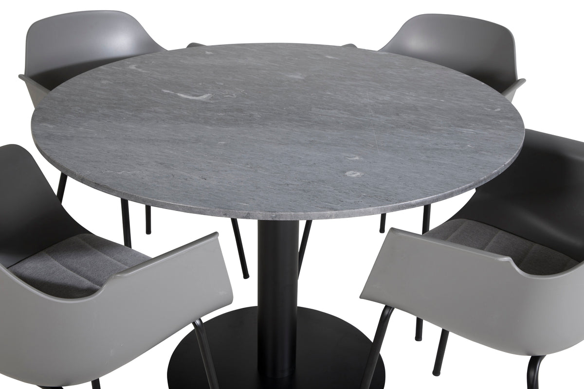 Estelle Matbord med Comfort Stolarna – Bord: ⌀106 Stol: 52x79,5x60,5