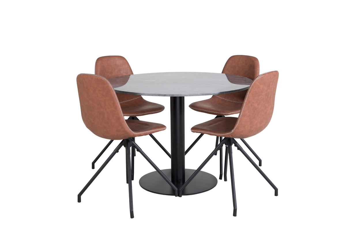 Estelle Matbord med Polar Stolarna – Bord: ⌀106 Stol: 54x88x44