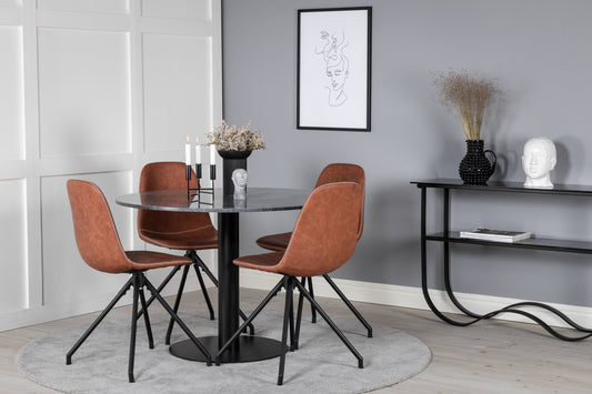 Estelle Matbord med Polar Stolarna – Bord: ⌀106 Stol: 54x88x44