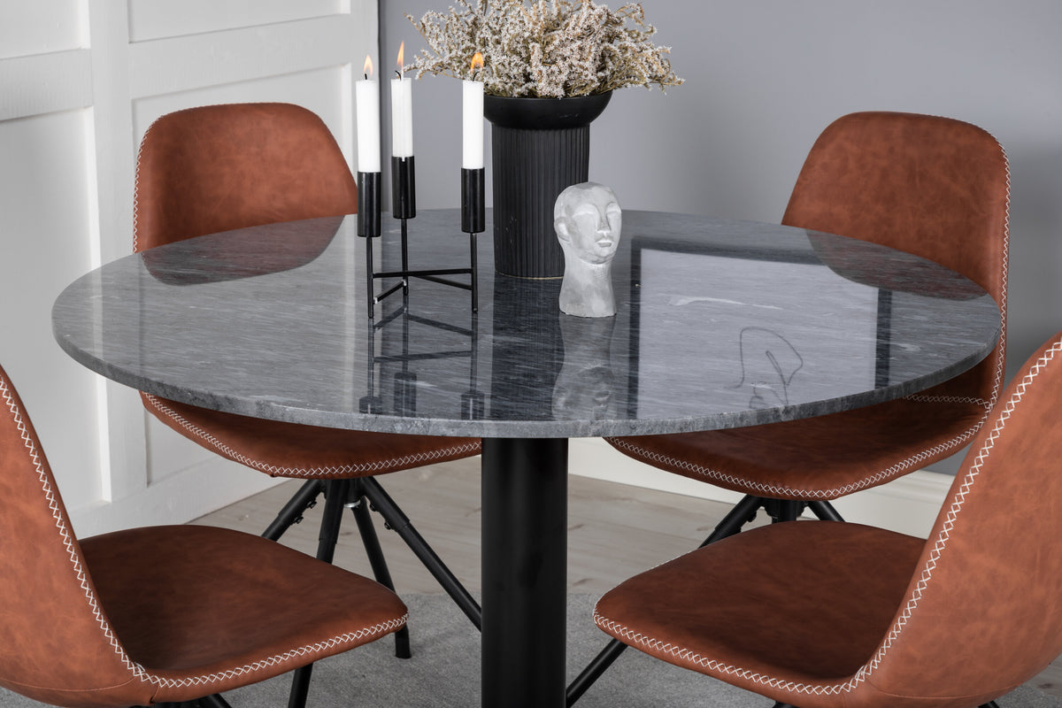 Estelle Matbord med Polar Stolarna – Bord: ⌀106 Stol: 54x88x44