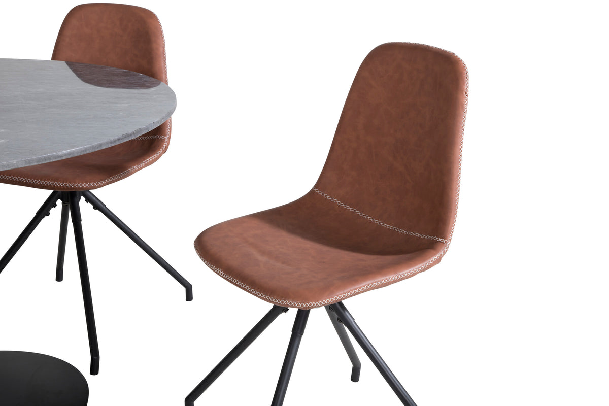 Estelle Matbord med Polar Stolarna – Bord: ⌀106 Stol: 54x88x44
