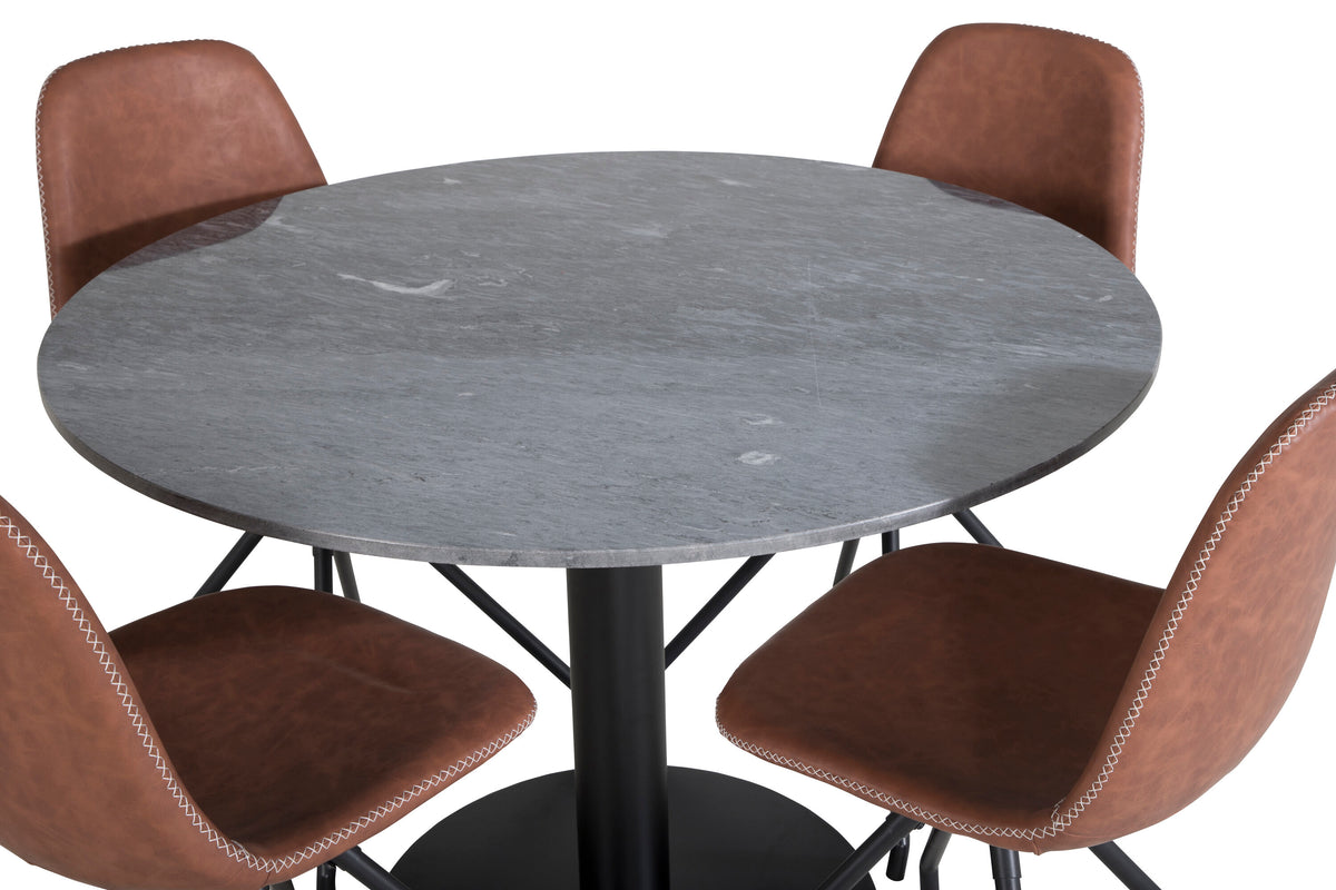 Estelle Matbord med Polar Stolarna – Bord: ⌀106 Stol: 54x88x44