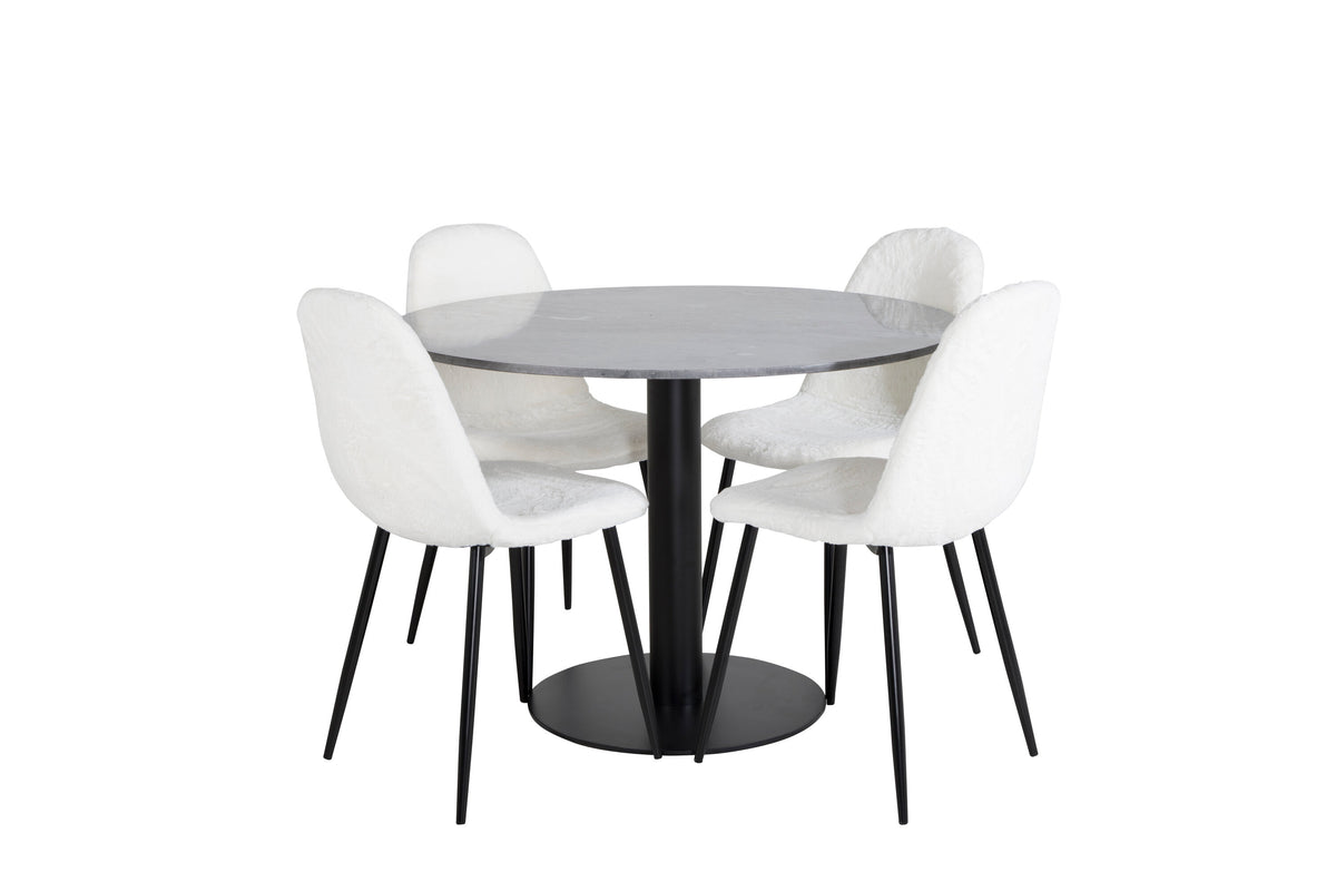 Estelle Matbord med Polar Stolarna – Bord: ⌀106 Stol: 53x87x44