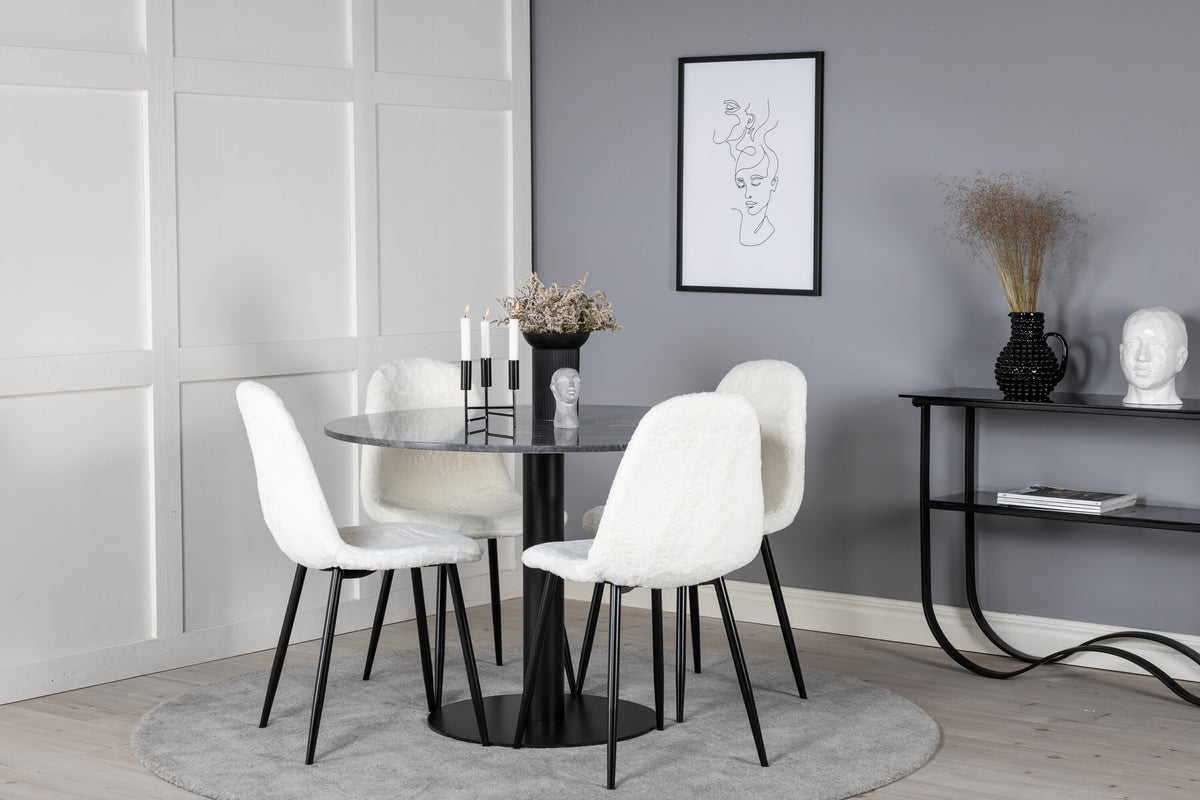 Estelle Matbord med Polar Stolarna – Bord: ⌀106 Stol: 53x87x44