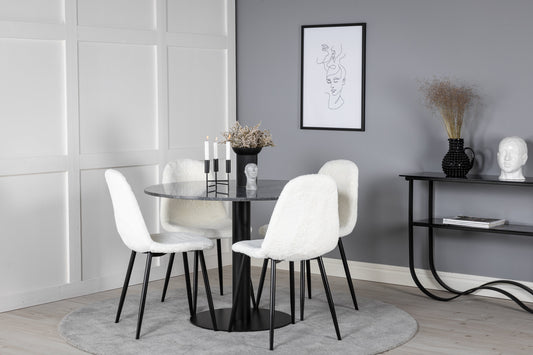 Estelle Matbord med Polar Stolarna – Bord: ⌀106 Stol: 53x87x44