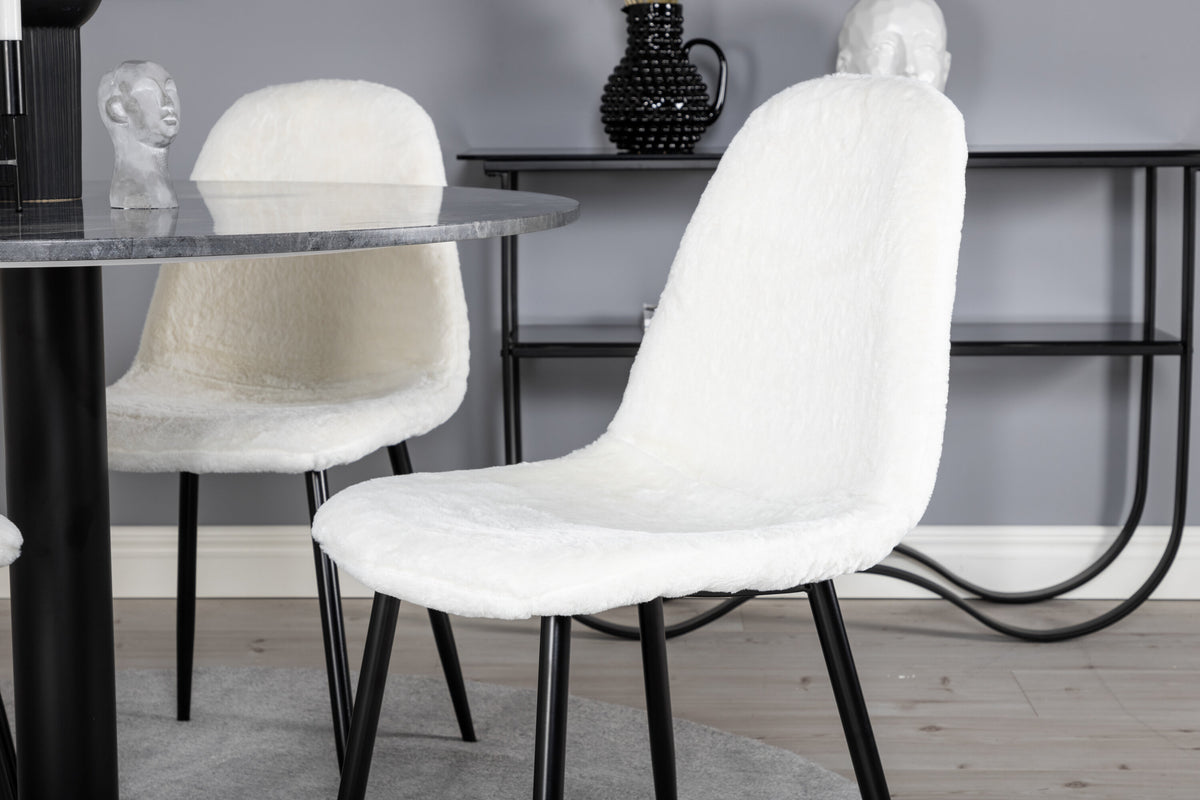 Estelle Matbord med Polar Stolarna – Bord: ⌀106 Stol: 53x87x44
