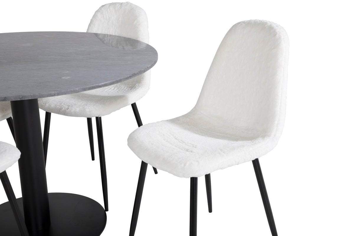 Estelle Matbord med Polar Stolarna – Bord: ⌀106 Stol: 53x87x44