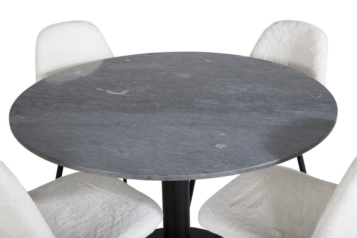 Estelle Matbord med Polar Stolarna – Bord: ⌀106 Stol: 53x87x44