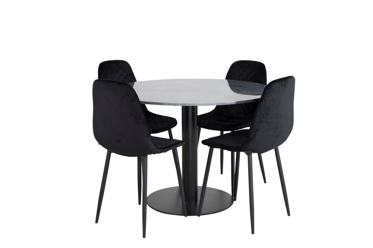 Estelle Matbord med Polar Stolarna – Bord: ⌀106 Stol: 52x86x44