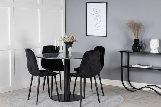 Estelle Matbord med Polar Stolarna – Bord: ⌀106 Stol: 52x86x44