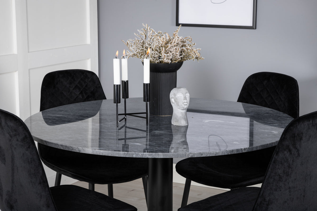 Estelle Matbord med Polar Stolarna – Bord: ⌀106 Stol: 52x86x44