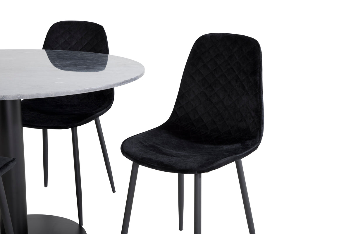 Estelle Matbord med Polar Stolarna – Bord: ⌀106 Stol: 52x86x44