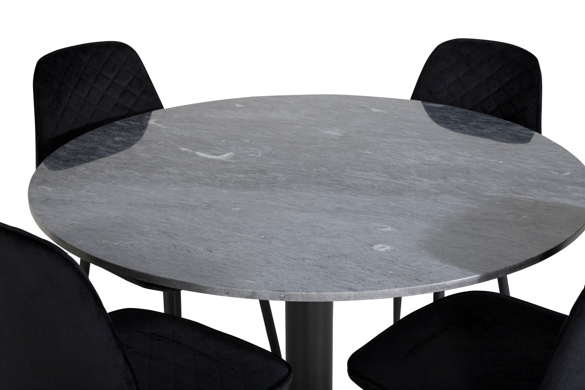 Estelle Matbord med Polar Stolarna – Bord: ⌀106 Stol: 52x86x44