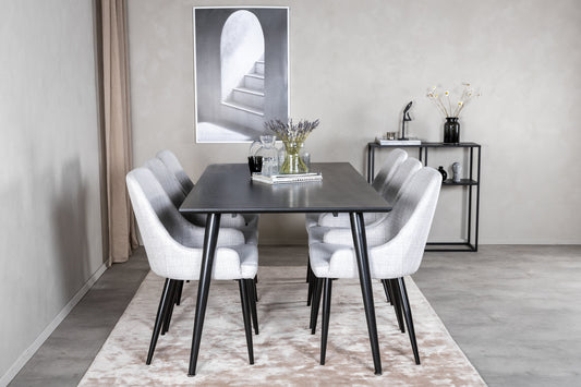 Dipp Matbord med Plaza Stolarna – Bord: 75,5x180x90 Stol: 58x86x49