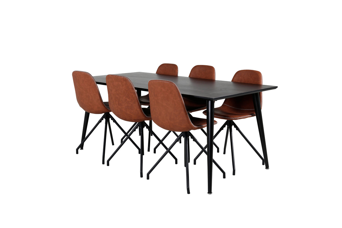 Dipp Matbord med Polar Stolarna – Bord: 75,5x180x90 Stol: 54x88x44