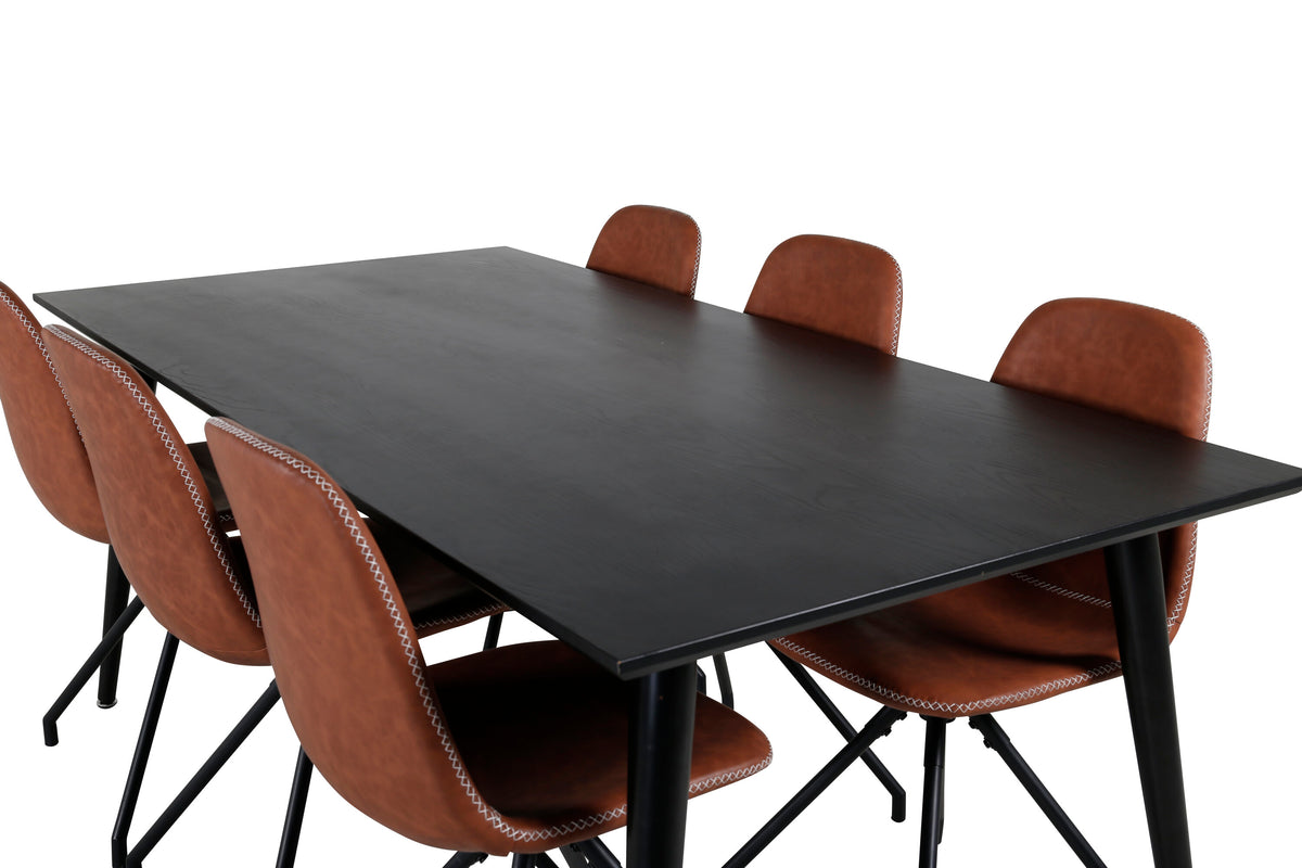 Dipp Matbord med Polar Stolarna – Bord: 75,5x180x90 Stol: 54x88x44