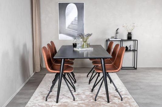 Dipp Matbord med Polar Stolarna – Bord: 75,5x180x90 Stol: 54x88x44