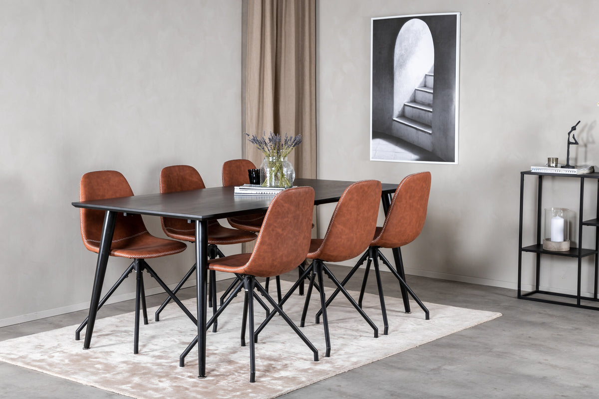 Dipp Matbord med Polar Stolarna – Bord: 75,5x180x90 Stol: 54x88x44