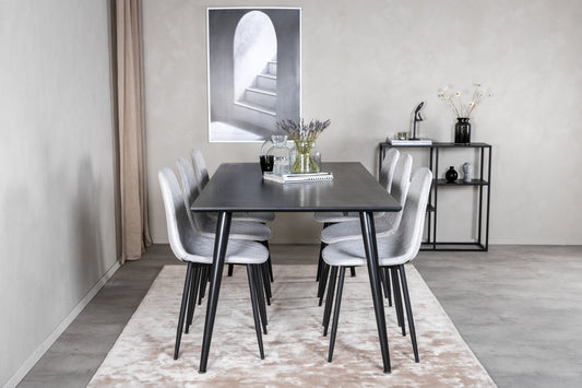 Dipp Matbord med Polar Stolarna – Bord: 75,5x180x90 Stol: 52x86x44