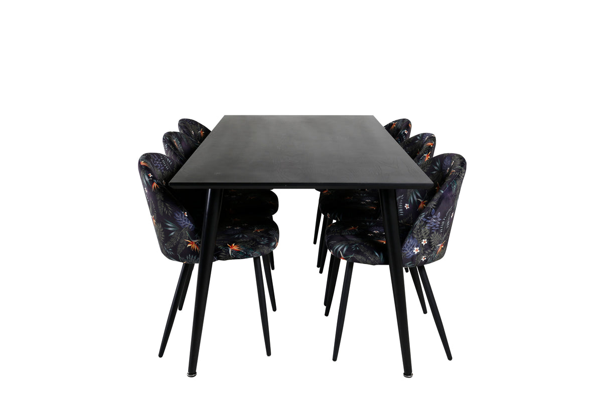 Dipp Matbord med Velvet Stolarna – Bord: 75,5x180x90 Stol: 55x78x50,5