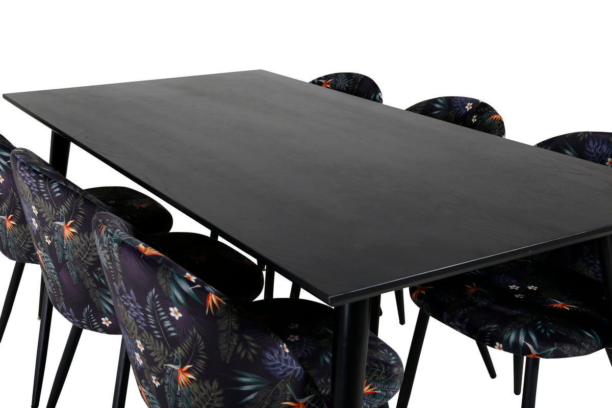 Dipp Matbord med Velvet Stolarna – Bord: 75,5x180x90 Stol: 55x78x50,5