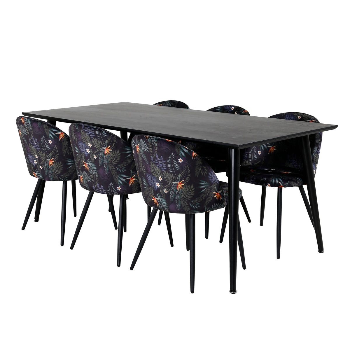 Dipp Matbord med Velvet Stolarna – Bord: 75,5x180x90 Stol: 55x78x50,5