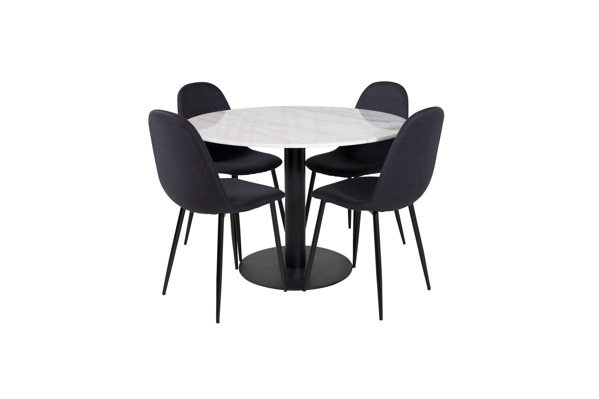 Estelle Matbord med Polar Stolarna – Bord: ⌀106 Stol: 53x87x44