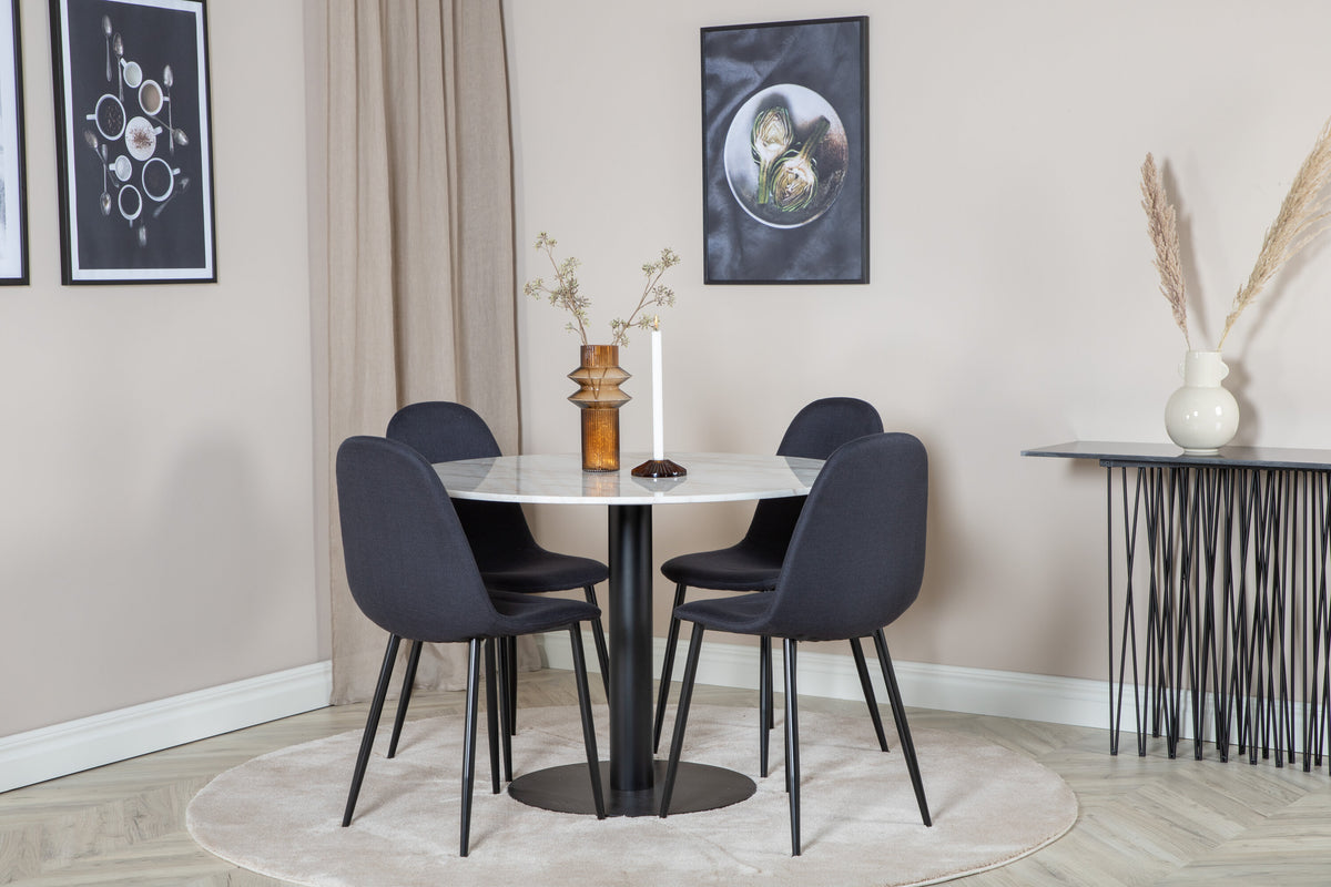 Estelle Matbord med Polar Stolarna – Bord: ⌀106 Stol: 53x87x44