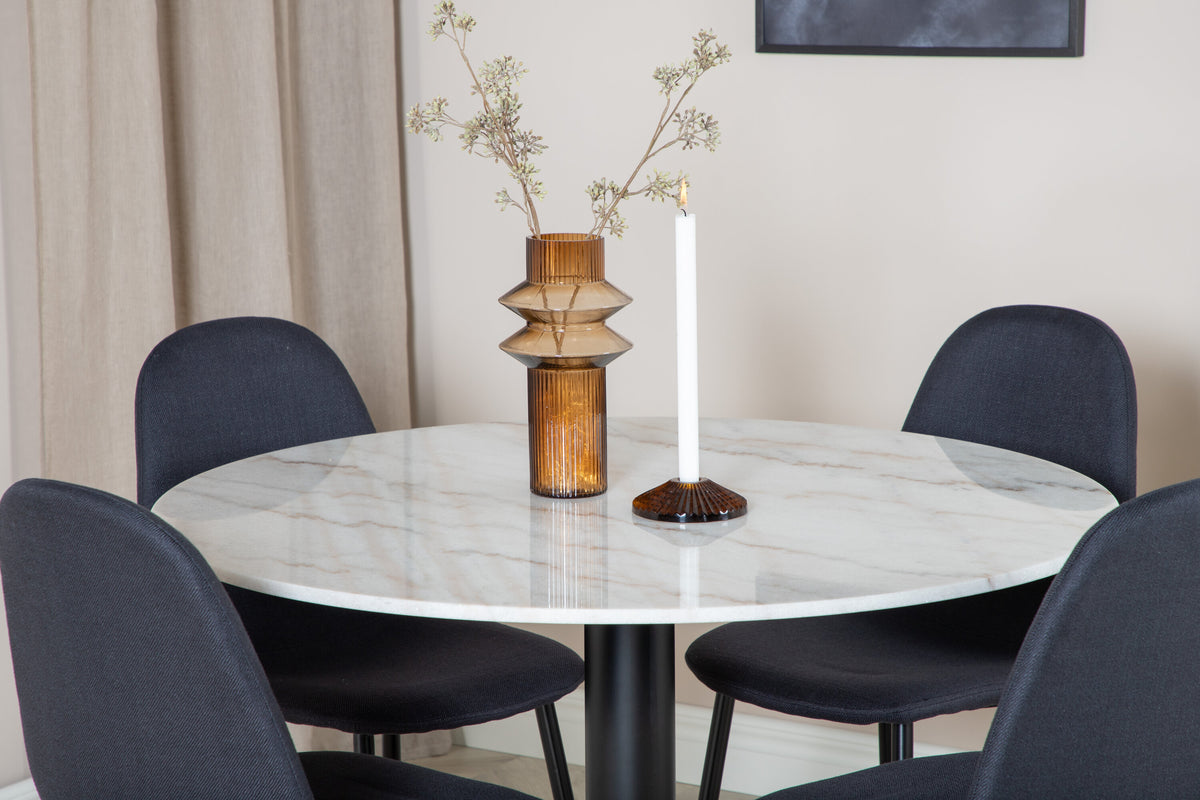 Estelle Matbord med Polar Stolarna – Bord: ⌀106 Stol: 53x87x44