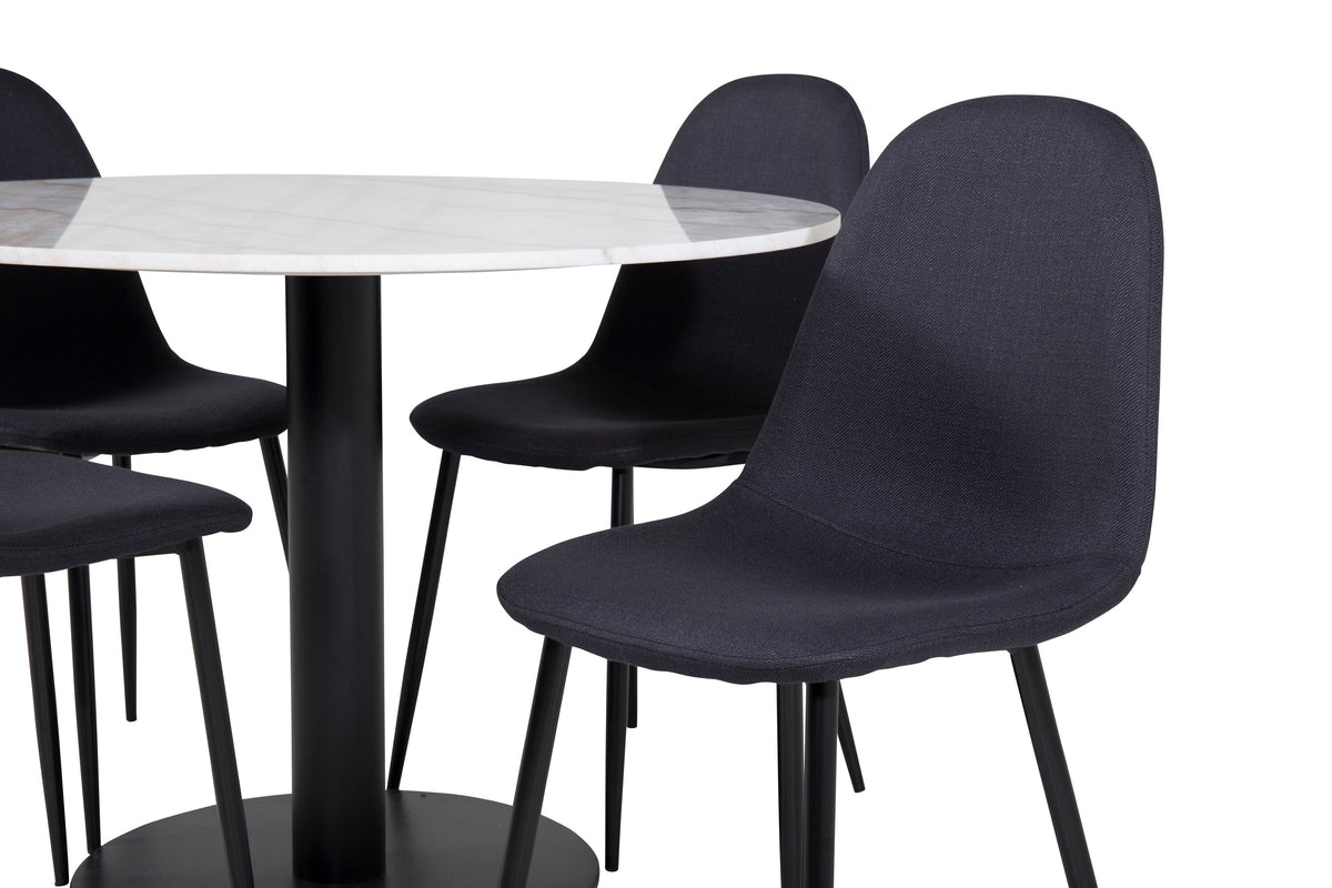 Estelle Matbord med Polar Stolarna – Bord: ⌀106 Stol: 53x87x44