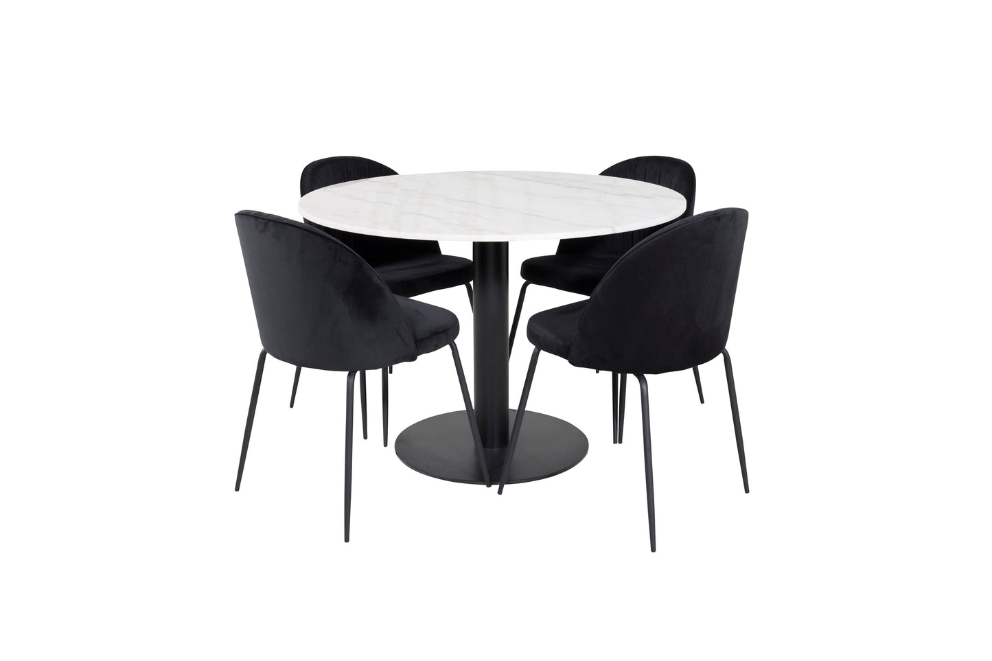 Estelle Matbord med Wrinkles Stolarna – Bord: ⌀106 Stol: 50x79,5x49