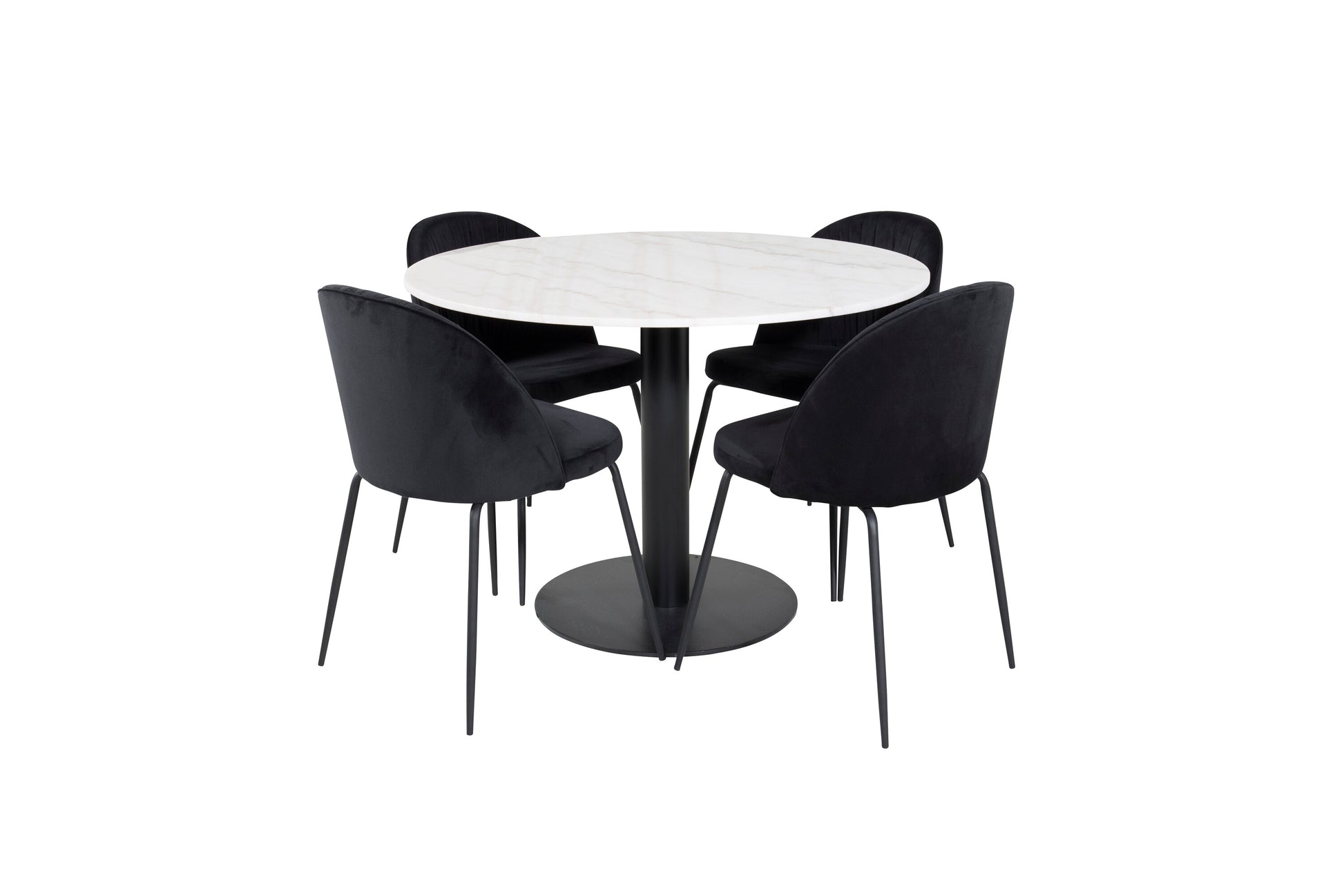 Estelle Matbord med Wrinkles Stolarna – Bord: ⌀106 Stol: 50x79,5x49