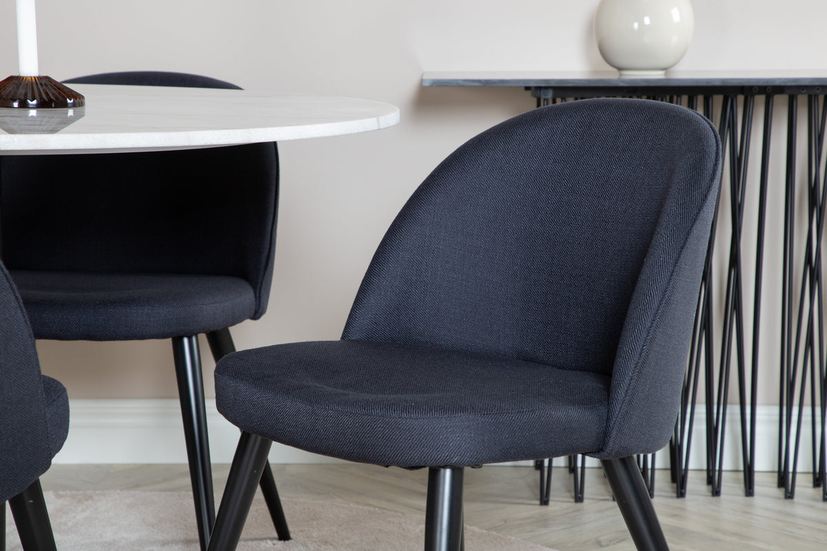 Estelle Matbord med Velvet Stolarna – Bord: ⌀106 Stol: 57x76,5x50