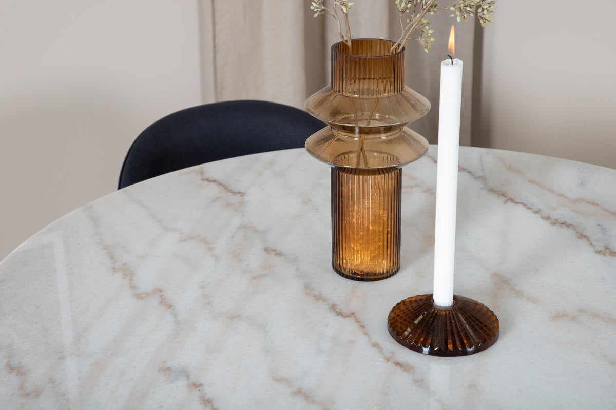 Estelle Matbord med Velvet Stolarna – Bord: ⌀106 Stol: 57x76,5x50