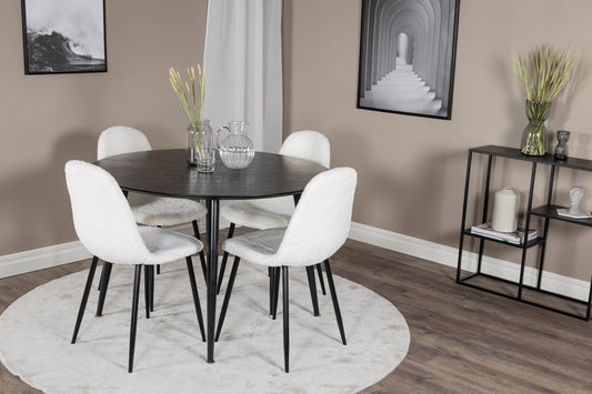 Dipp Matbord med Polar Stolarna – Bord: ⌀115 Stol: 53x87x44
