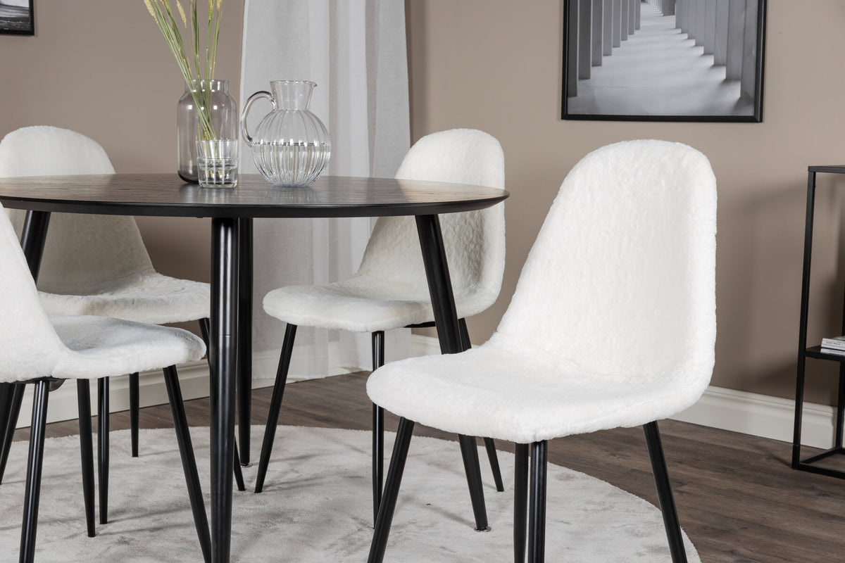 Dipp Matbord med Polar Stolarna – Bord: ⌀115 Stol: 53x87x44