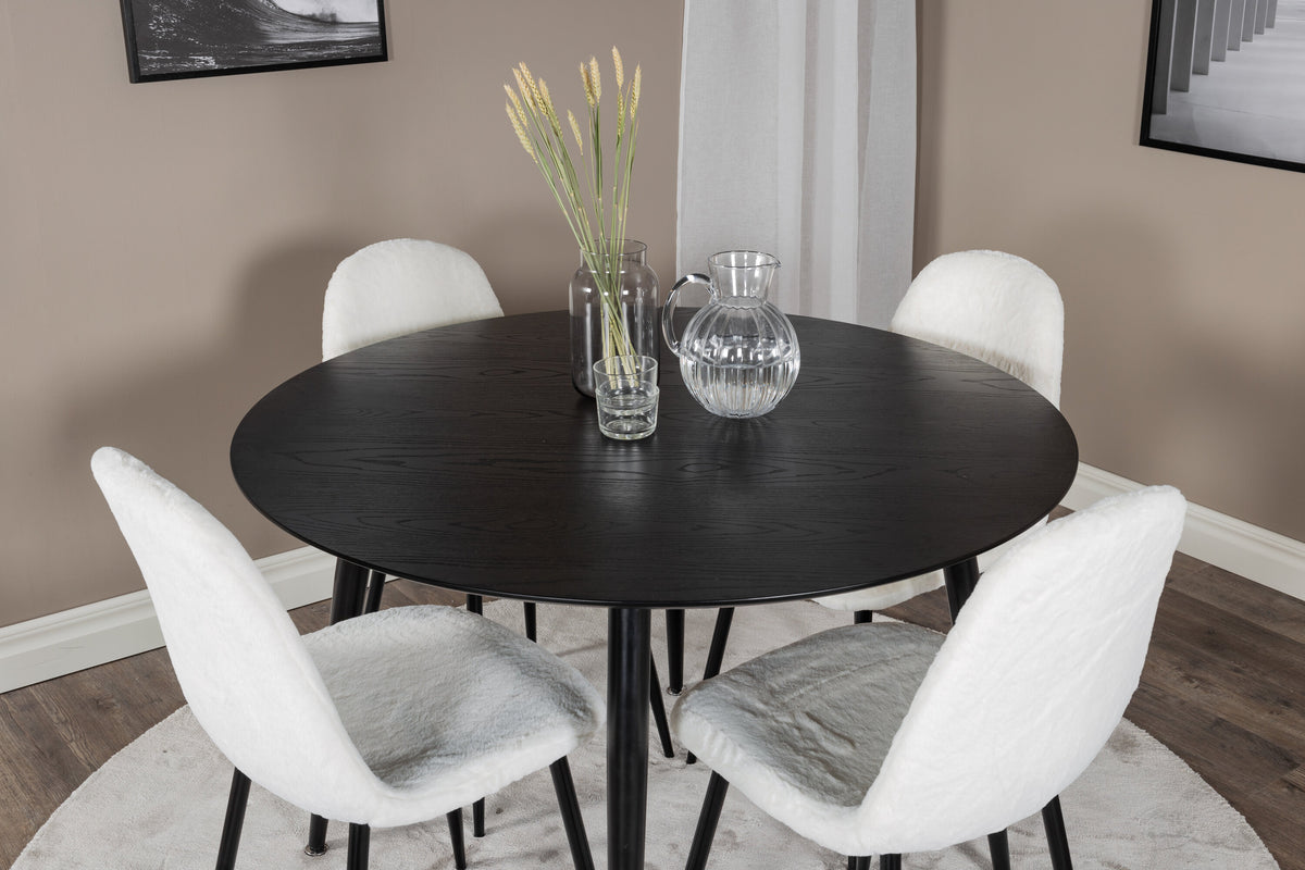 Dipp Matbord med Polar Stolarna – Bord: ⌀115 Stol: 53x87x44