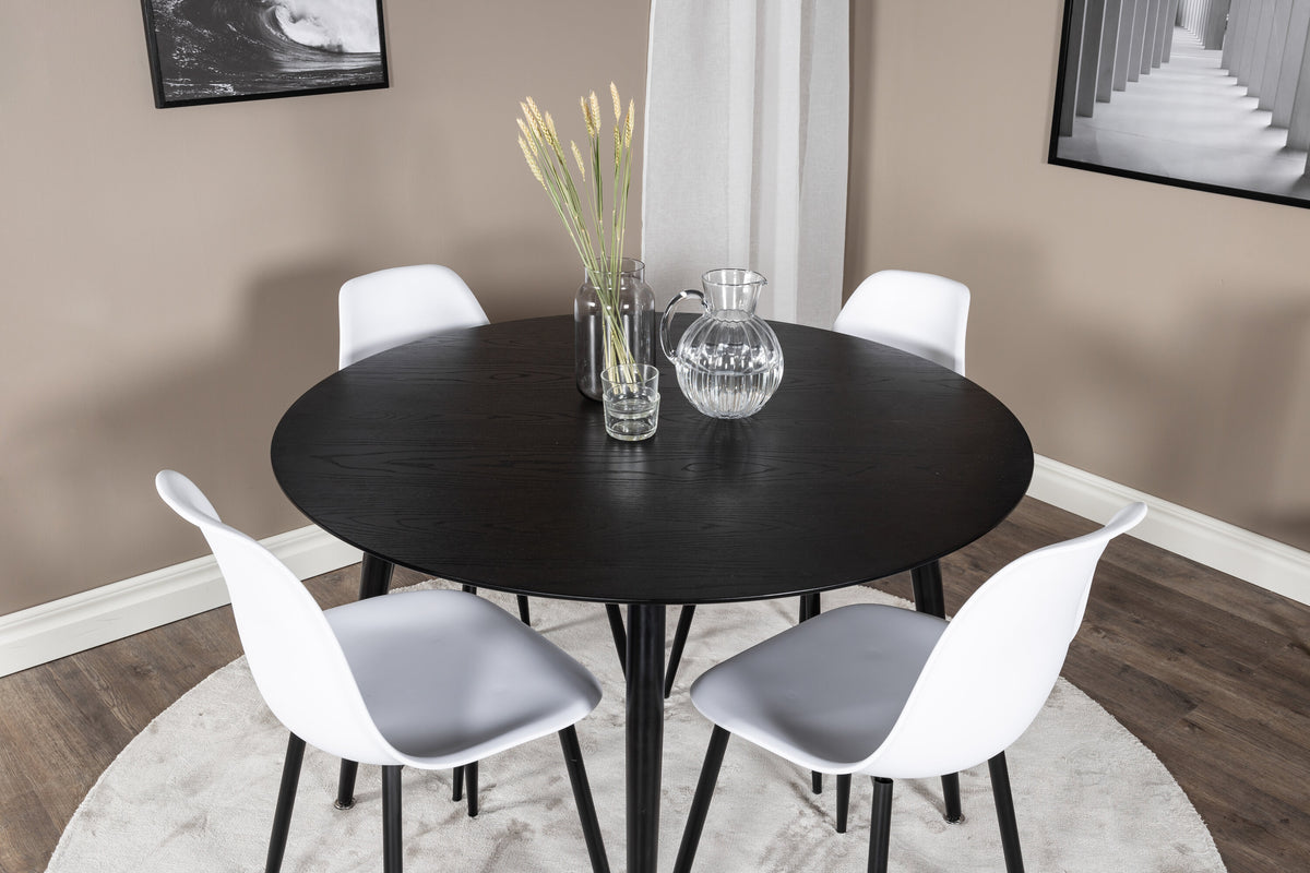 Dipp Matbord med Polar Stolarna – Bord: ⌀115 Stol: 58x81x45,5