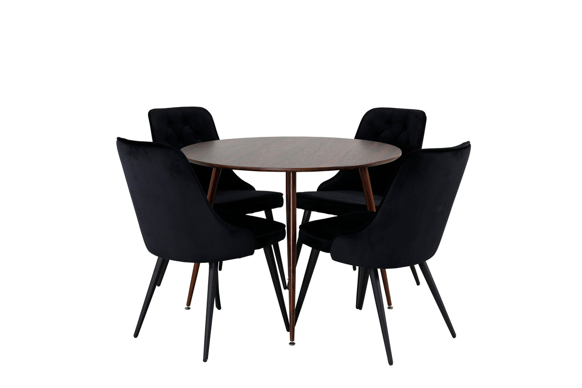 Plaza Matbord med Velvet Deluxe Stolarna – Bord: ⌀100 Stol: 66x88,5x50