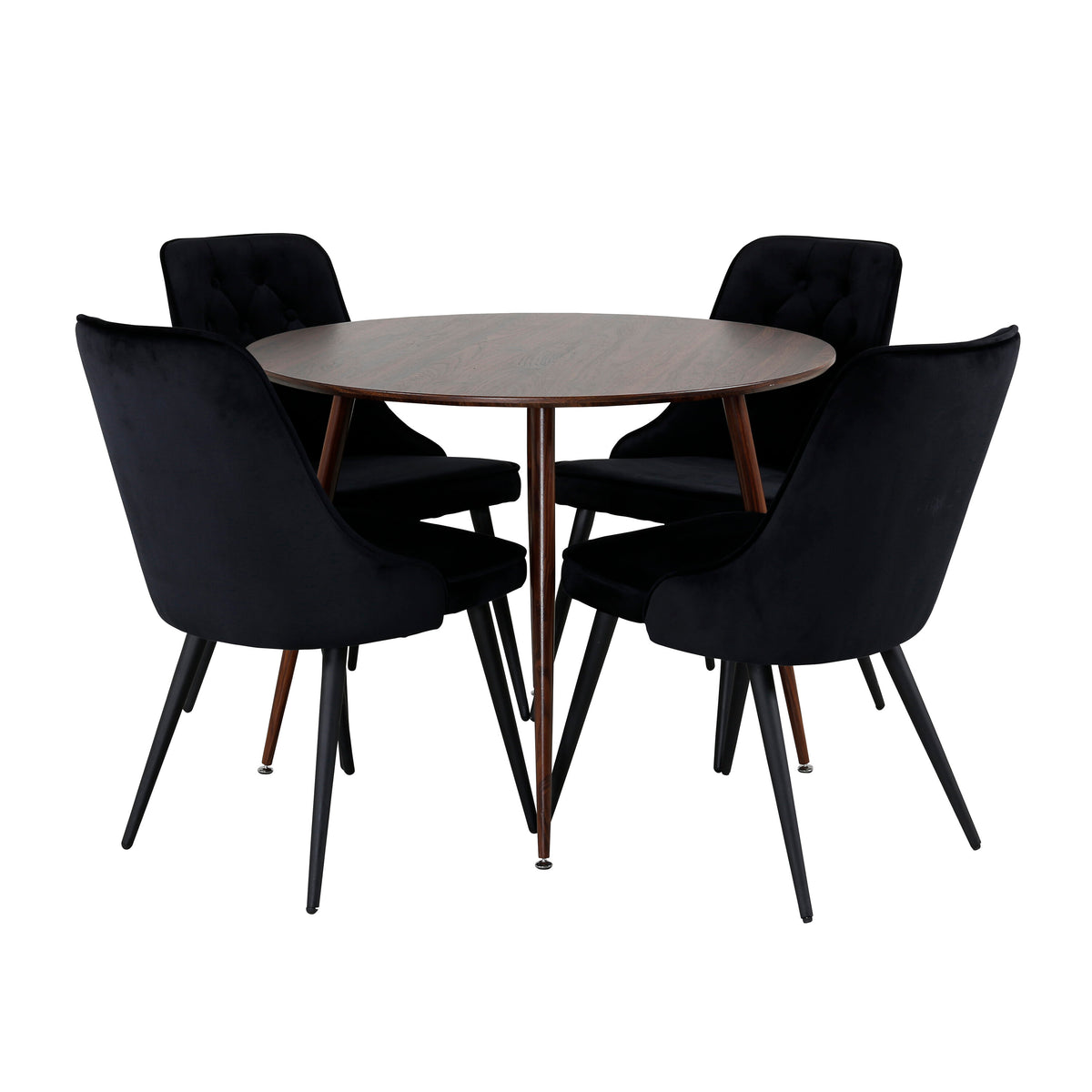 Plaza Matbord med Velvet Deluxe Stolarna – Bord: ⌀100 Stol: 66x88,5x50