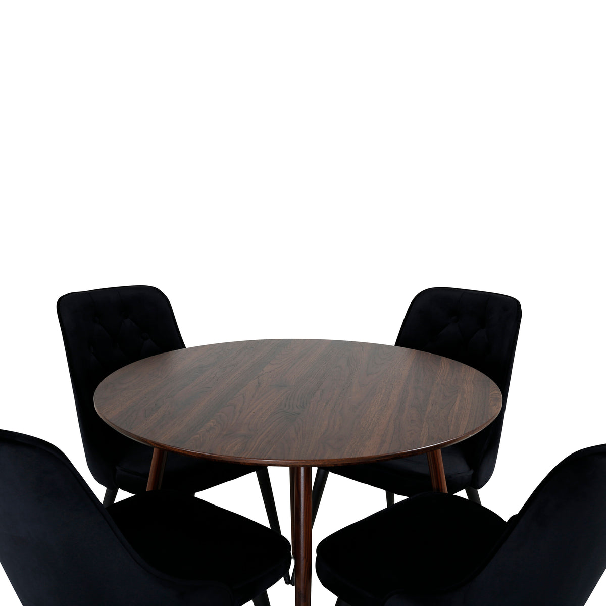 Plaza Matbord med Velvet Deluxe Stolarna – Bord: ⌀100 Stol: 66x88,5x50
