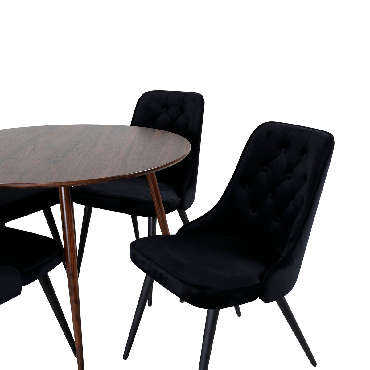 Plaza Matbord med Velvet Deluxe Stolarna – Bord: ⌀100 Stol: 66x88,5x50