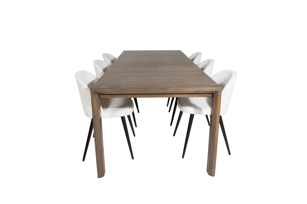 Slider Matbord med Velvet Stolarna – Bord: 75x170x95 Stol: 57x76,5x50