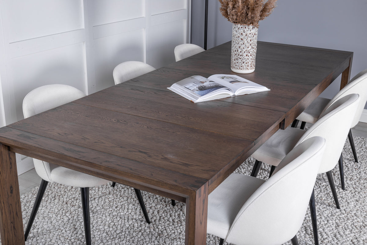 Slider Matbord med Velvet Stolarna – Bord: 75x170x95 Stol: 57x76,5x50