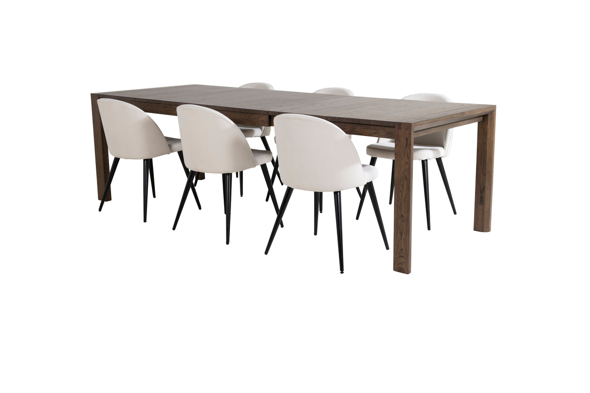 Slider Matbord med Velvet Stolarna – Bord: 75x170x95 Stol: 57x76,5x50