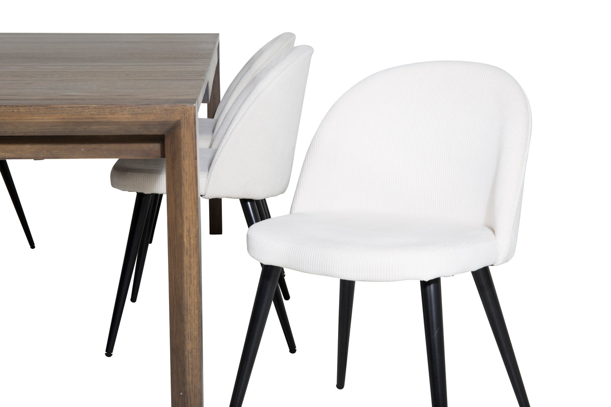 Slider Matbord med Velvet Stolarna – Bord: 75x170x95 Stol: 57x76,5x50