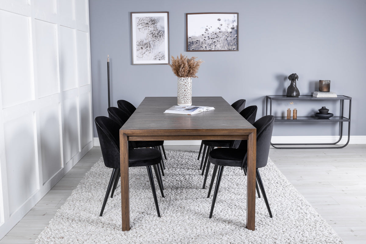 Slider Matbord med Velvet Stolarna – Bord: 75x170x95 Stol: 57x76,5x50
