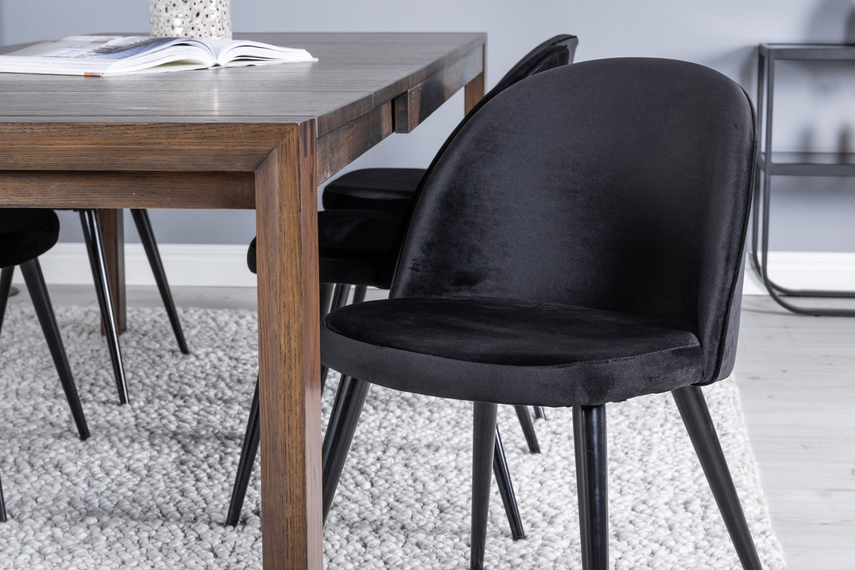 Slider Matbord med Velvet Stolarna – Bord: 75x170x95 Stol: 57x76,5x50