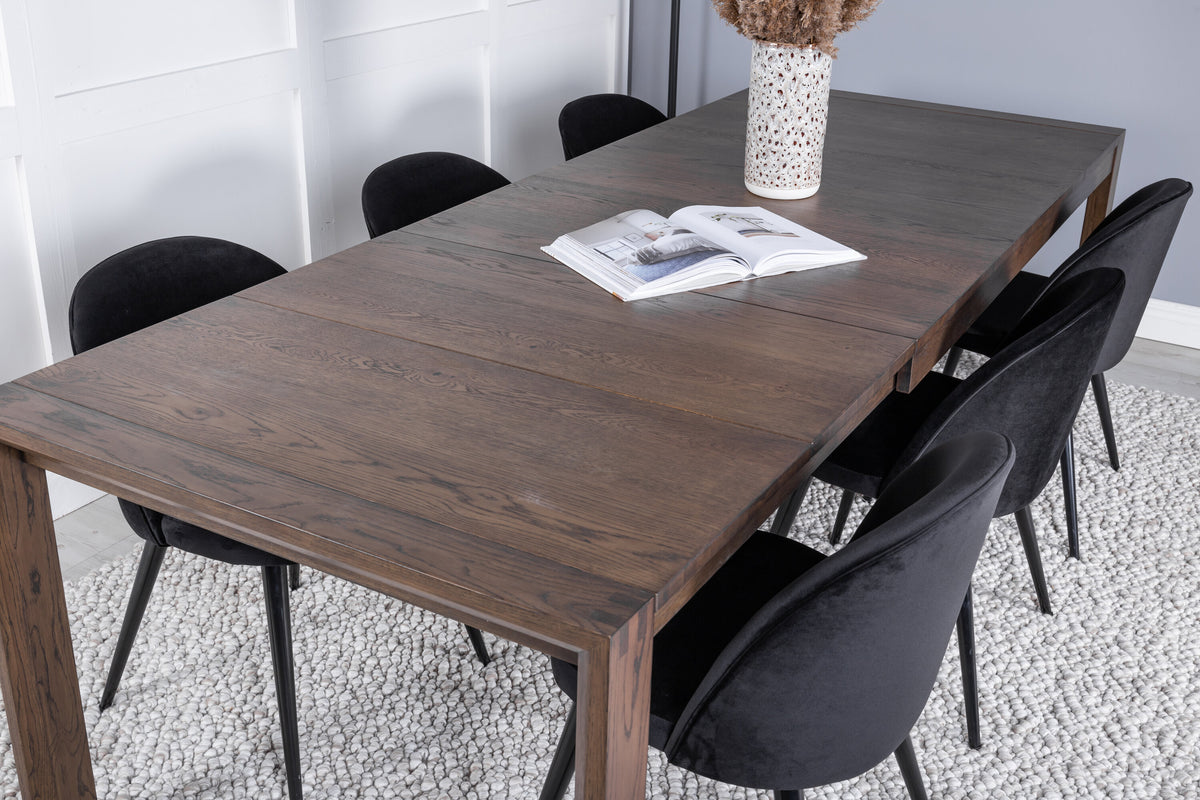 Slider Matbord med Velvet Stolarna – Bord: 75x170x95 Stol: 57x76,5x50