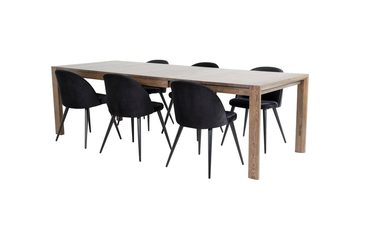 Slider Matbord med Velvet Stolarna – Bord: 75x170x95 Stol: 57x76,5x50